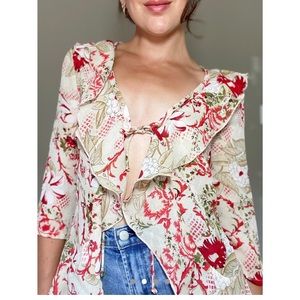 VINTAGE FLORAL FLOWY BLOUSE